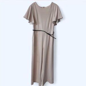 Calvin Klein Cream Checkered Dress with Black Belt
